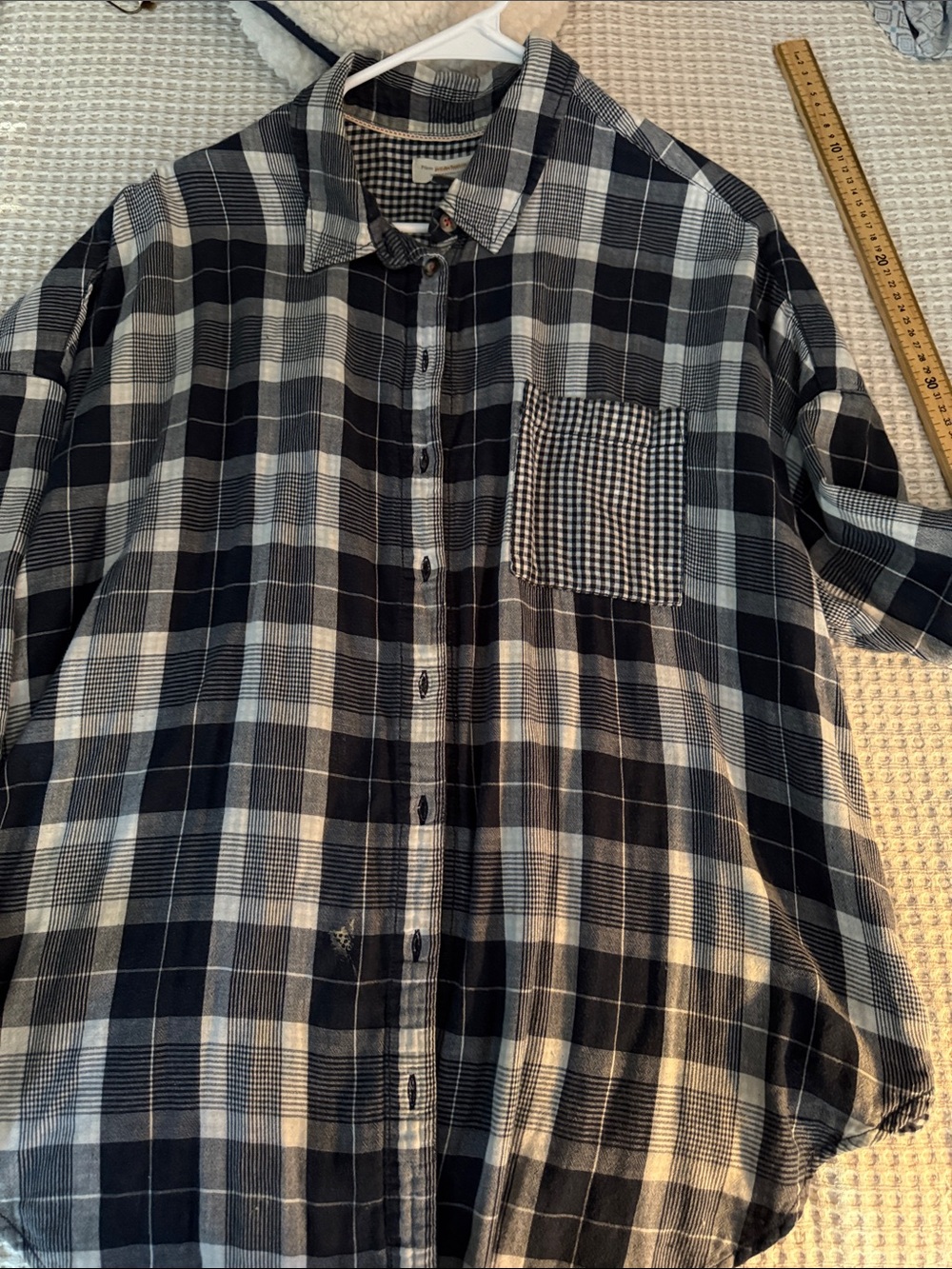 Anthropologie Black and White Plaid Button-Down Shirt